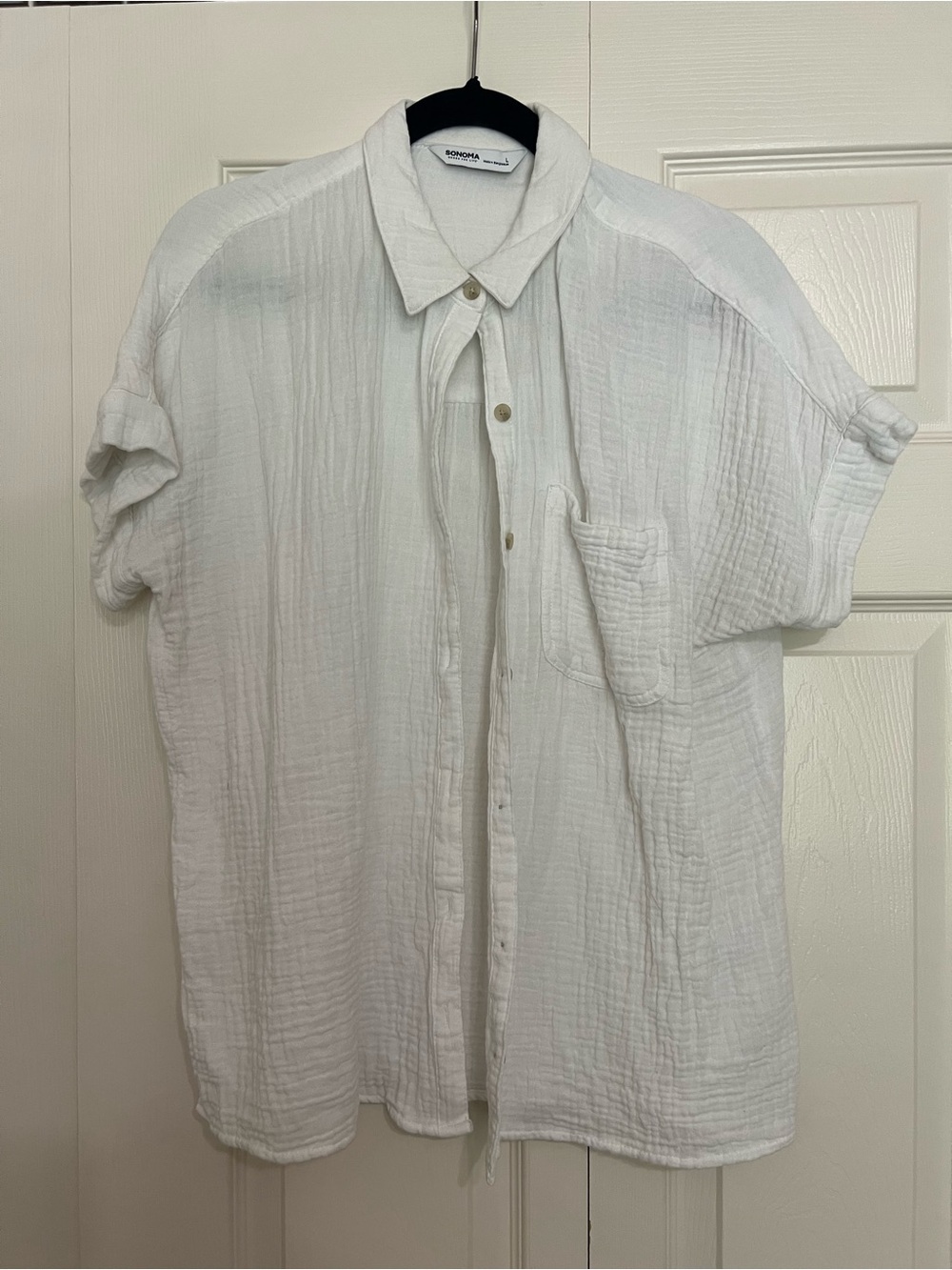 SONOMA Lightweight White Short-Sleeve Button-Up Shirt